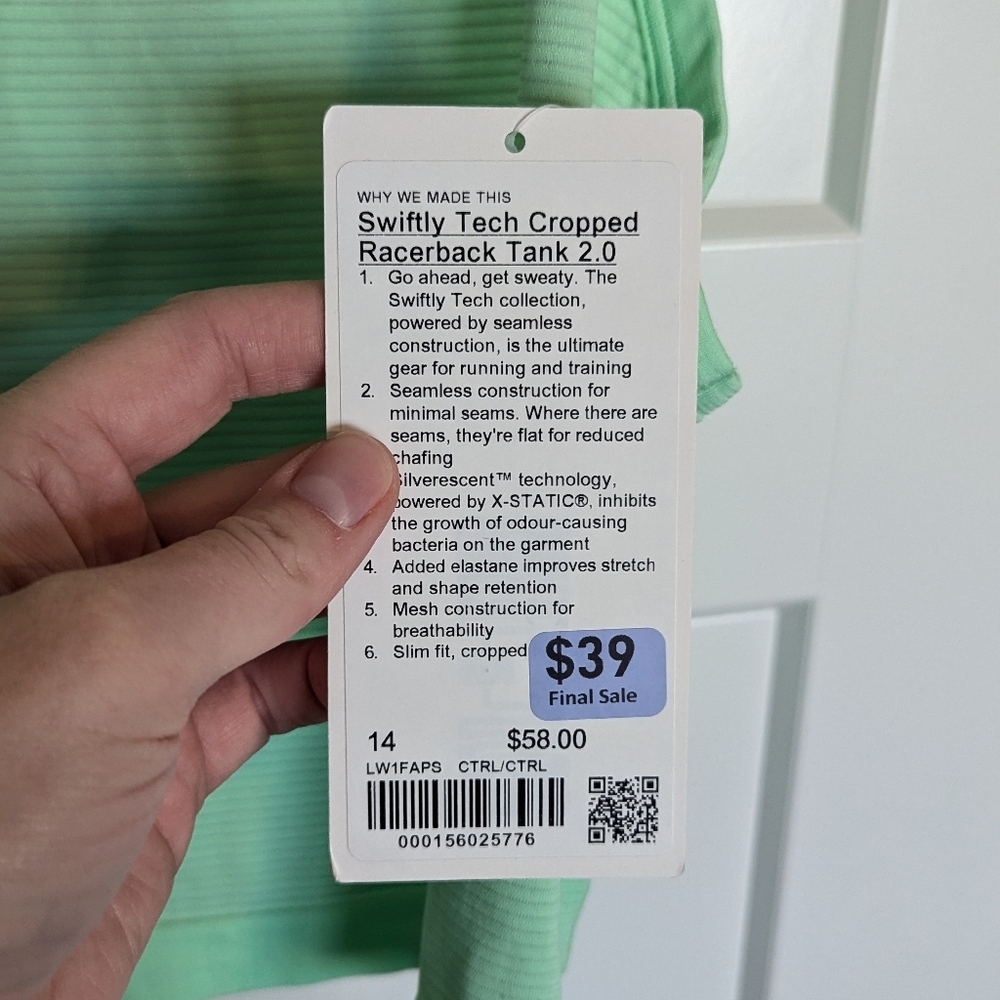 Lululemon NWT Swiftly Tech Cropped Racerback Tank… - image 4
